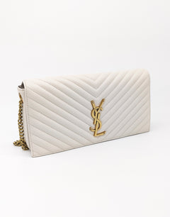 YSL сумка-клатч в бежевой стёганной коже.