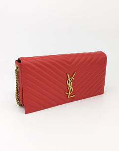 YSL сумка-клатч в бежевой стёганной коже.