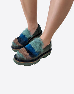 Pollini оксфорды с розовым пушком.